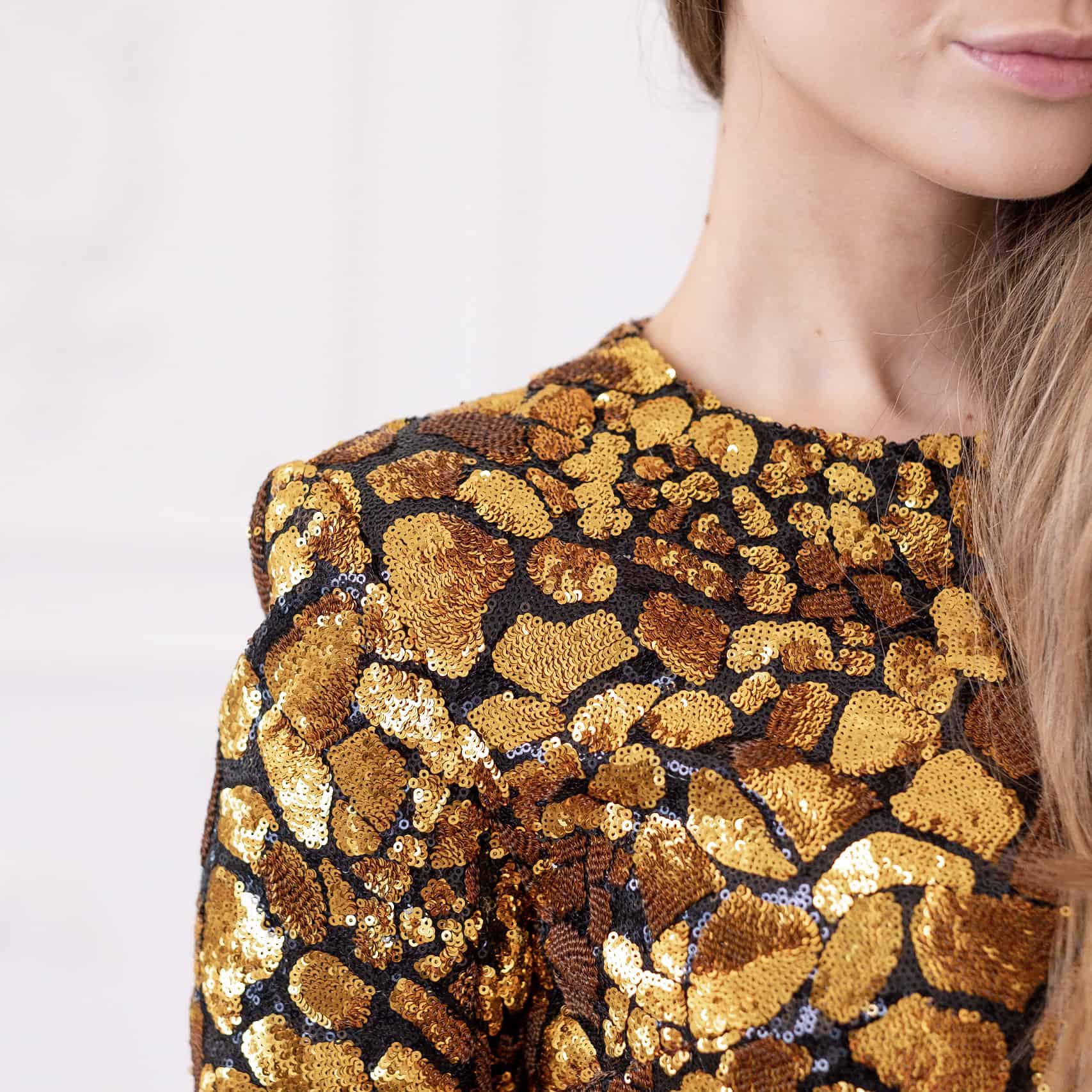 Balmain Mini Gold Dress - GreenGlamour Balmain Mini Gold Dress - GreenGlamour