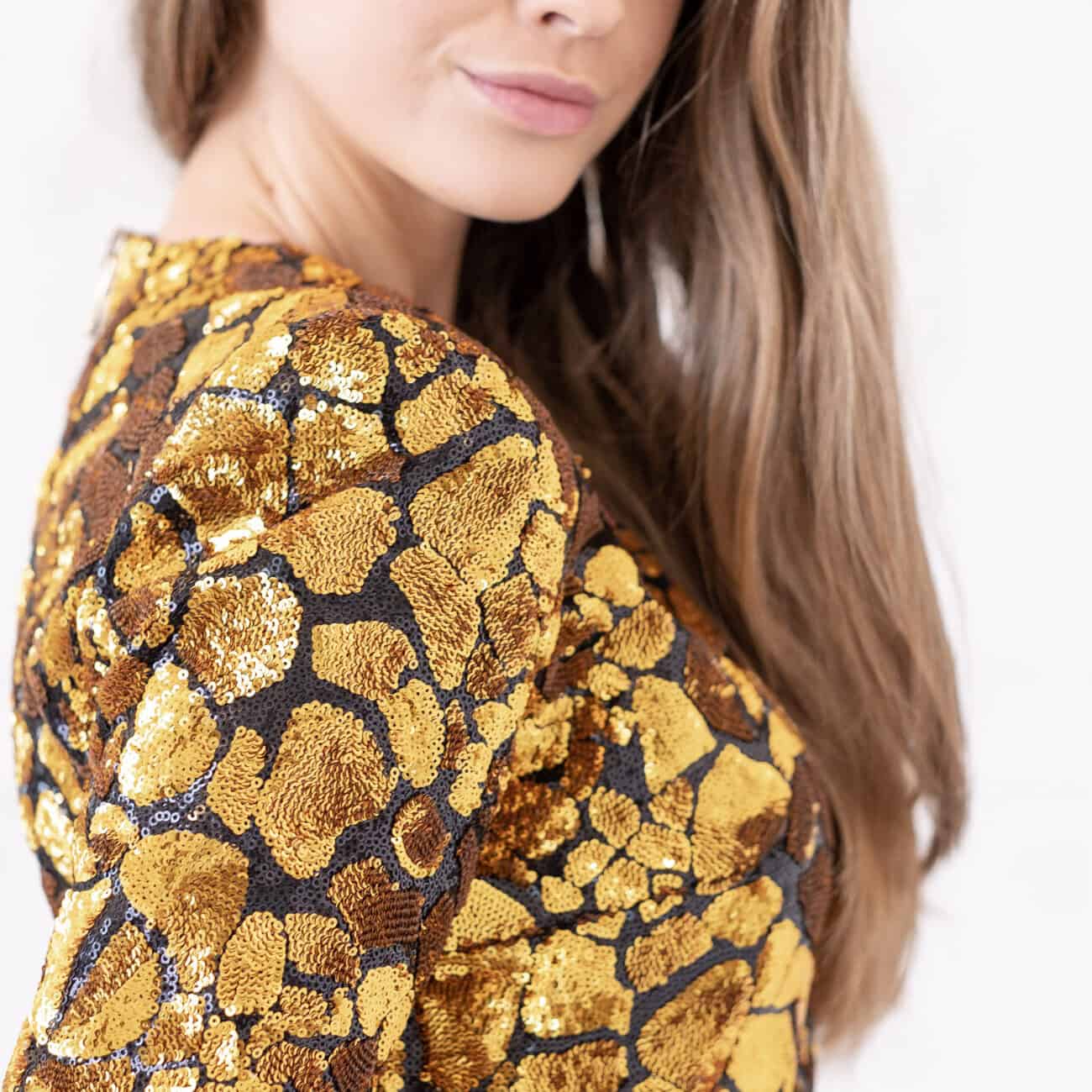 Balmain Mini Gold Dress - GreenGlamour