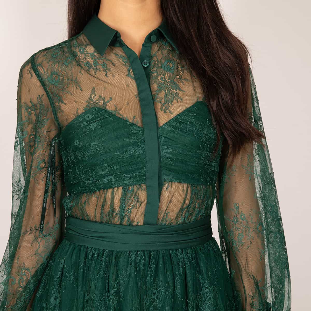 Self Portrait Green Lace Maxi - GreenGlamour Self Portrait Green Lace Maxi - GreenGlamour